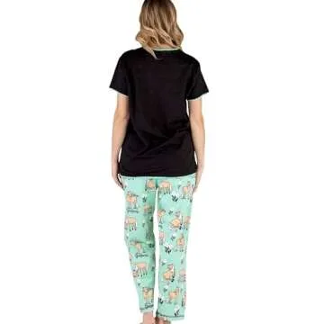 Lazy One Women's Pajama Set, Short Sleeves with Cute Prints, Relaxed Fit, Horse, Western, Animal (Pa...