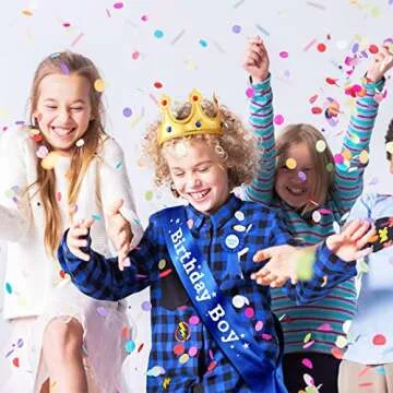 WILLBOND Birthday Crown and Sash Set for Boys Parties
