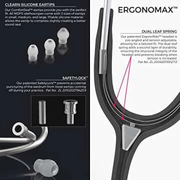 MDF Instruments, ProCardial Cardiology Stethoscope, Stainless Steel, Adult, Dual Head, Black Tube, Black Chestpiece-Headset, MDF797BO
