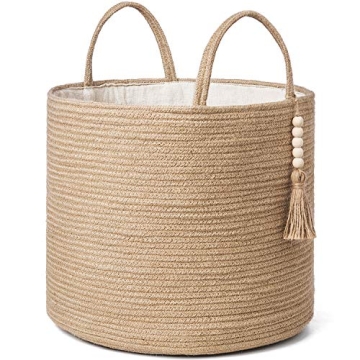 Mkono Woven Storage Basket Decorative Natural Rope Basket with Handles for Stylish Home Organization