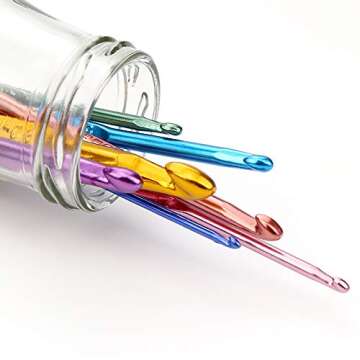 14PCS Aluminum Crochet Hooks Knitting Needles Craft Yarn 2.0mm/2.5mm/3.0mm/3.5mm/4.0mm/4.5mm/5.0mm/5...