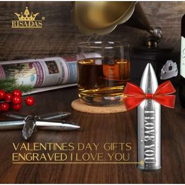 Valentines Day Love Gifts for Him Husband - Gifts for Husband, “I LOVE YOU”Whiskey Stones - Mens Valentines Gifts, Anniversary Birthday Valentines Gifts for Him Men - Husband Valentine Gifts from Wife