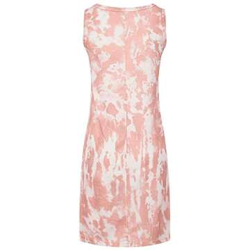 Women's Casual Sleeveless Dresses Summer Crew Neck Loose Swing Tie Dye Beach Dress Shirt