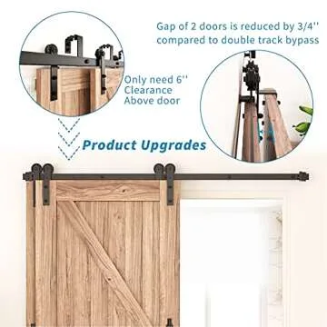 ZEKOO 6FT Single Track Bypass Sliding Barn Door Hardware Kit for Double Doors, Bypass Barn Door Track Kit, Flat Track Roller, Low Ceiling (6FT)