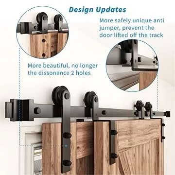 ZEKOO 6FT Single Track Bypass Sliding Barn Door Hardware Kit for Double Doors, Bypass Barn Door Track Kit, Flat Track Roller, Low Ceiling (6FT)