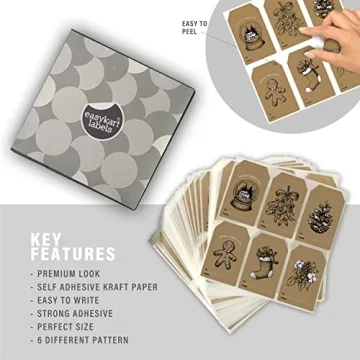 300 Natural Kraft Christmas Tag Stickers for Gifting