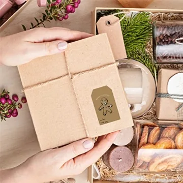 300 Natural Kraft Christmas Tag Stickers for Gifting