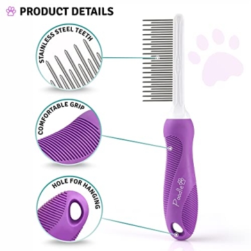 Poodle Pet Detangling Grooming Comb for Dogs & Cats