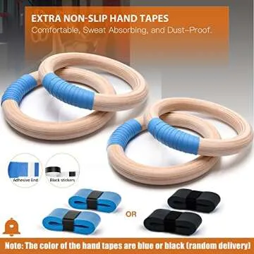 PACEARTH Gymnastics Rings Wooden Olympic Rings 1500/1000lbs with Adjustable Cam Buckle 14.76ft/9ft Long Straps with Scale Non-Slip Gym Rings for Home Gym Full Body Workout