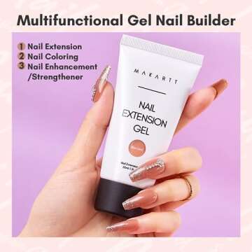 Makartt Poly Nail Gel: 50ML Large Capacity, Camel Brown, Strong Builder for Extension Overlay Streng...