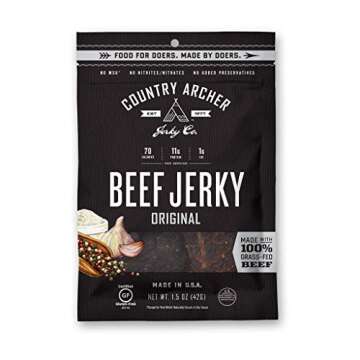 Beef and Turkey Jerky Variety Pack by Country Archer, Original, Hickory Smoke, Teriyaki, Gluten Free, 1.5 Ounce (Pack of 12), beef + turkey jerky variety pack
