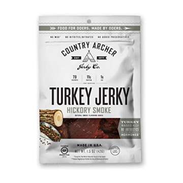 Beef and Turkey Jerky Variety Pack by Country Archer, Original, Hickory Smoke, Teriyaki, Gluten Free, 1.5 Ounce (Pack of 12), beef + turkey jerky variety pack