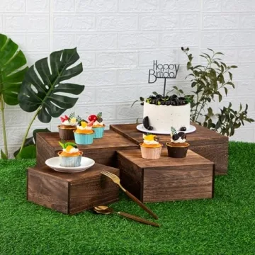 Vintage Brown Wooden Cake Stands for Events and Home Decor