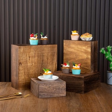 Vintage Brown Wooden Cake Stands for Events and Home Decor