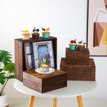 Vintage Brown Wooden Cake Stands for Events and Home Decor