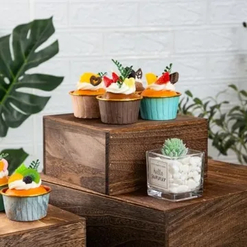 Vintage Brown Wooden Cake Stands for Events and Home Decor