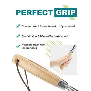 Hand Rake Garden Tool Small Leaf Rake 9-Teeth Rake Hand Cultivator 14.4 Inch for Garden Bed Cultivating Soil Weeding Raking Leaves Levelling Gravel Garden Leaf Rake with Hard Solid Wood Handle