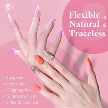 Clara Colors Nail Tips and Glue Gel Kit - Gel x Nail Kit 550Pcs Soft Gel Nail Tips Half Matte Medium Coffin Shape with Mini LED Nail Lamp,Top Coat and Primer,DIY Nail Art Fast Nail Extension Set