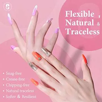 Clara Colors Nail Tips and Glue Gel Kit - Gel x Nail Kit 550Pcs Soft Gel Nail Tips Half Matte Medium Coffin Shape with Mini LED Nail Lamp,Top Coat and Primer,DIY Nail Art Fast Nail Extension Set