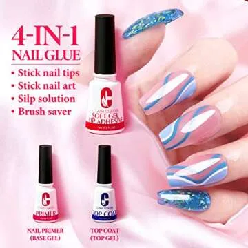 Clara Colors Nail Tips and Glue Gel Kit - Gel x Nail Kit 550Pcs Soft Gel Nail Tips Half Matte Medium Coffin Shape with Mini LED Nail Lamp,Top Coat and Primer,DIY Nail Art Fast Nail Extension Set