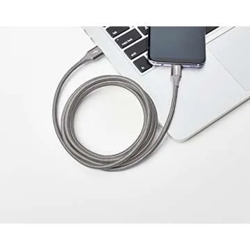 Amazon Basics USB-C to USB-A 3.1 Gen 1 Fast Charger Cable, Nylon Braided Cord, 5Gbps High-Speed for Apple iPhone 16/15, iPad, Samsung Galaxy, Tablets, Laptops, 6 Foot, Dark Gray