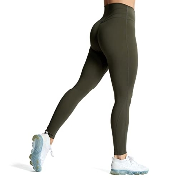 Aoxjox High Waisted Workout Leggings for Women - Comfortable & Stylish - Olive Green