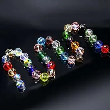 Dowarm 100PCS 8MM Crystal Glass Beads for Jewelry Making, Vintage Rose AB Faceted Crystal Beads for Crafts Bracelet Wind Chimes Suncatcher, #5003 Rondelle Spacer Beads, Loose Gemstones