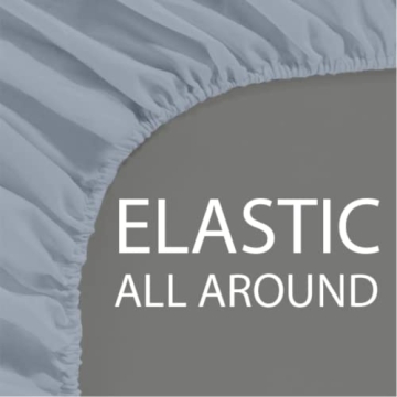 Cathay Home Luxury Wrinkle and Fade Resistant Double Brushed Ultra Soft Microfiber 14-Inch Standard Pocket Single Fitted Sheet, Blue Fog, Twin