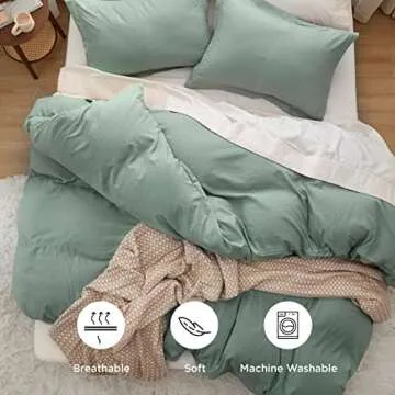 Bedsure Sage Green Duvet Cover King Size - 3 Pieces Prewashed Extra Soft Bedding Set, Includes 1 Duvet Cover 104x90 Inches with Zipper Closure & 2 Pillow Shams, Comforter Not Included