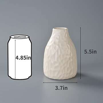 Flower Vase Set of 3, Decorative Ceramic Vase, Small Vase for Decor Home Living Room Office Parties Wedding (Matte White Honeycomb)