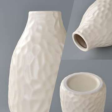 Flower Vase Set of 3, Decorative Ceramic Vase, Small Vase for Decor Home Living Room Office Parties Wedding (Matte White Honeycomb)