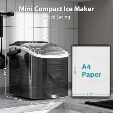 WAA Ice Makers Countertop - Fast Portable Ice Maker with Self-Cleaning