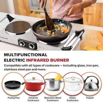 Techwood Electric Stove, Double Infrared Ceramic Hot Plate for Cooking, Two Control Cooktop Burner, ...