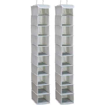 Simple Houseware 2 Pack 10 Shelves Hanging Organizer, Grey