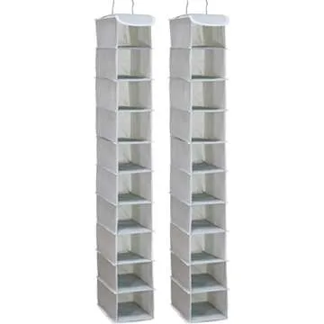Simple Houseware 2 Pack 10 Shelves Hanging Organizer, Grey