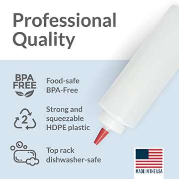 Pinnacle Mercantile Plastic Squeeze Condiment Bottles with Red Tip Cap 16-ounce Set of 6 Wide Mouth