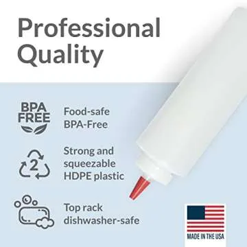 Pinnacle Mercantile Plastic Squeeze Condiment Bottles with Red Tip Cap 16-ounce Set of 6 Wide Mouth