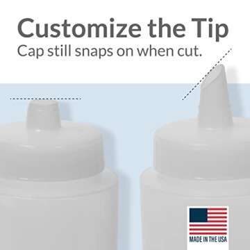 Pinnacle Mercantile Plastic Squeeze Condiment Bottles with Red Tip Cap 16-ounce Set of 6 Wide Mouth