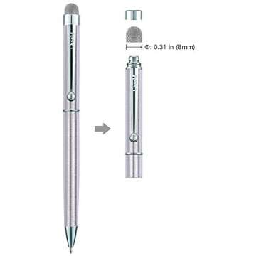 ChaoQ Mesh Stylus Ballpoint Pens (Black Ink), for iPad, iPhone, Kindle Fire All Capacitive Touch Screen Devices, with 6 Replaceable Mesh Tips and 6 Replaceable Rubber Tips (4 Pack/Silver)