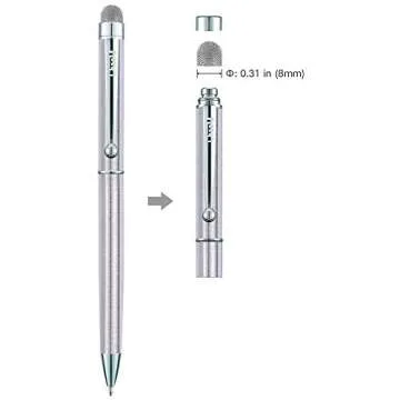 ChaoQ Mesh Stylus Ballpoint Pens (Black Ink), for iPad, iPhone, Kindle Fire All Capacitive Touch Screen Devices, with 6 Replaceable Mesh Tips and 6 Replaceable Rubber Tips (4 Pack/Silver)