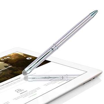 ChaoQ Mesh Stylus Ballpoint Pens (Black Ink), for iPad, iPhone, Kindle Fire All Capacitive Touch Screen Devices, with 6 Replaceable Mesh Tips and 6 Replaceable Rubber Tips (4 Pack/Silver)