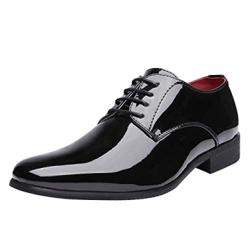Bruno Marc Men's Faux Patent Leather Tuxedo Dress Shoes - Classic Lace-up Oxford Style