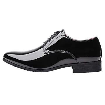 Classic Faux Patent Leather Tuxedo Dress Shoes