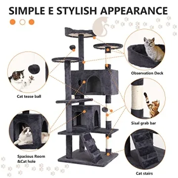 BestPet 54in Cat Tower with Scratching Posts