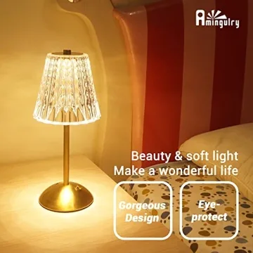 Amingulry Cordless Table Lamp with 3 Color Modes