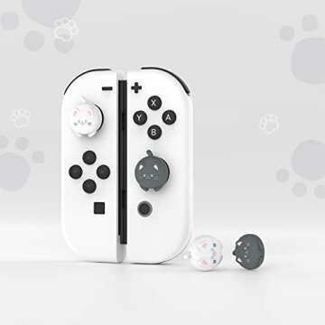 PlayVital Cute Kitty Thumbstick Caps for Nintendo Switch
