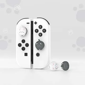 PlayVital Cute Kitty Thumbstick Caps for Nintendo Switch
