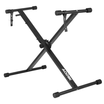 AODSK Single-X Keyboard Stand Adjustable Width & Height,Piano Stand with Locking Straps & Quick Rele...