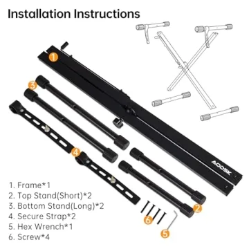 Robust AODSK Single-X Adjustable Keyboard Stand for All