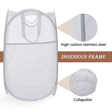 HOUSE AGAIN Strong Mesh Pop-up Laundry Hamper - Durable & Space Saving